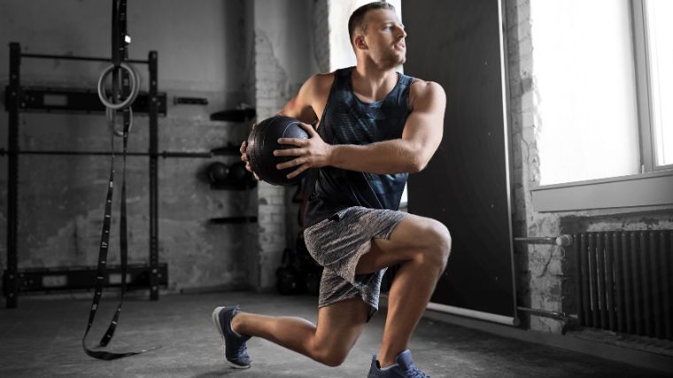 An athlete exercising in the gym.